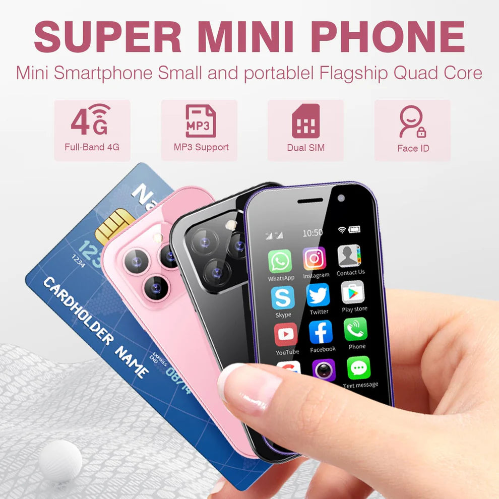 Mini iPhone Small Pocket Cellphone(64GB Storage + 3GB RAM)